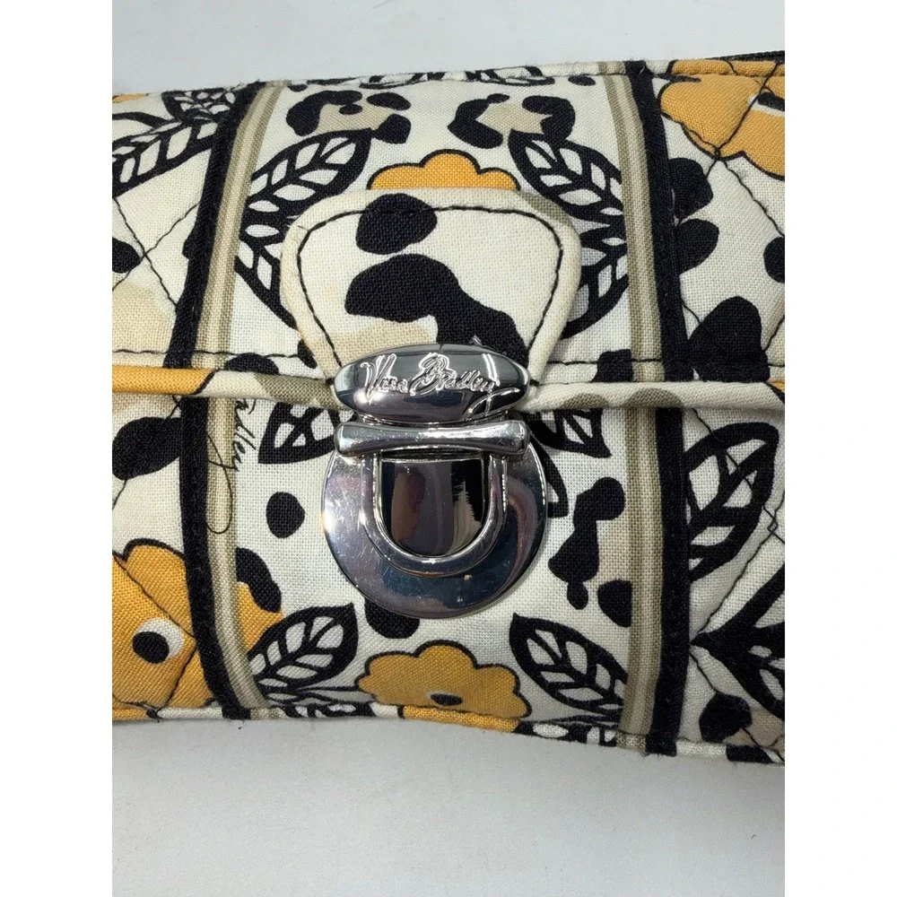 Vera Bradley Retired Go Wild Provencal Yellow Floral Leopard Quilted Turn Lock